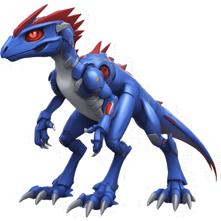  Cool Edgy Blue Red Digimon-Fakemon-Guilmon-Velociraptor-Dragon-Mecha full body emoji