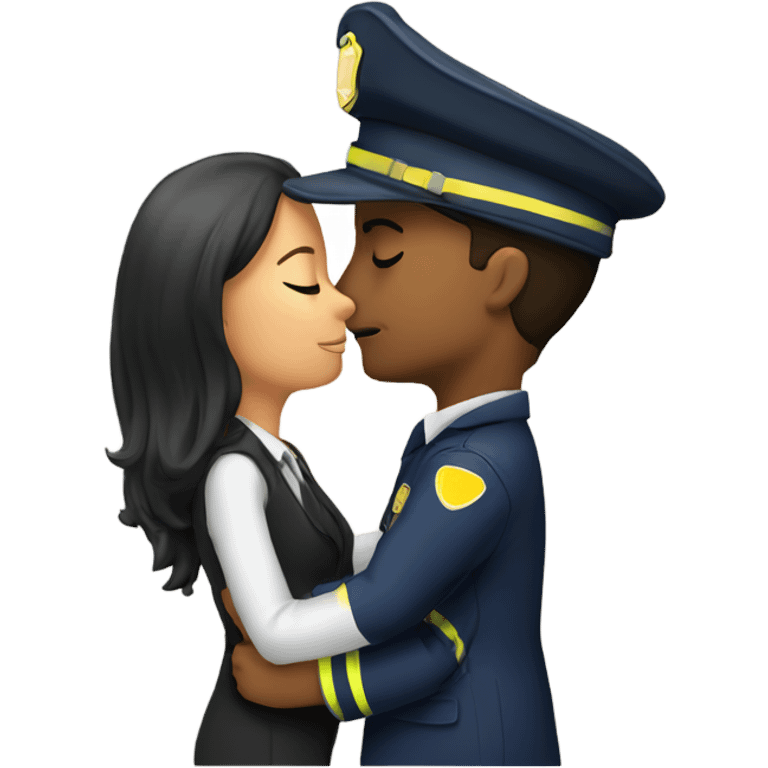 Female attorney kissing male fireman  emoji