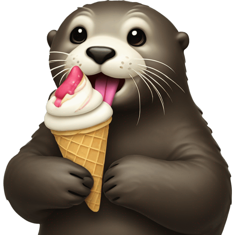 sea otter eating an ice cream cone  emoji