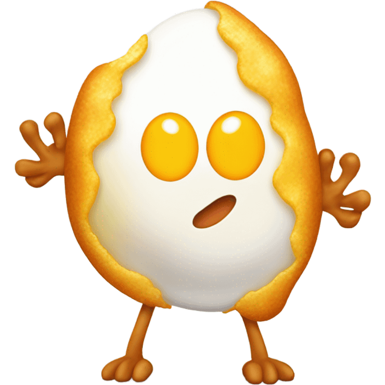 Fried egg with arms and legs emoji