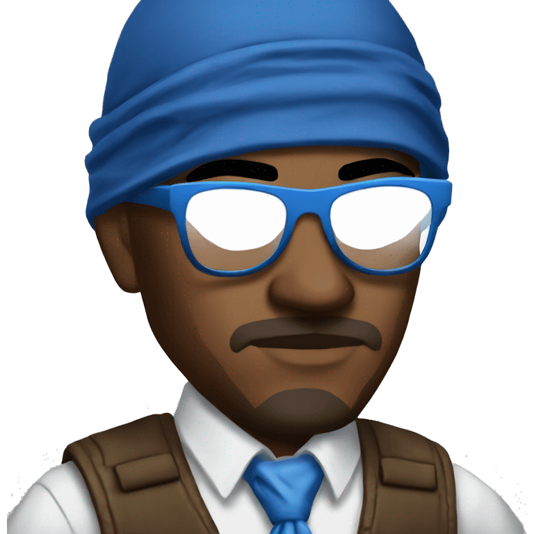 gta syle gangster with blue bandana, blue chain, and glasses  emoji