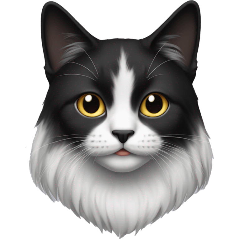 half black and half white long hair cat emoji