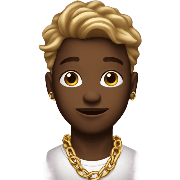 handsome chocolate boy with gold chains and swagger emoji