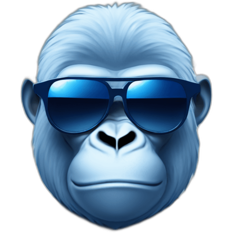 light blue gorilla with white angel wings and navy blue chromatic sunglasses emoji