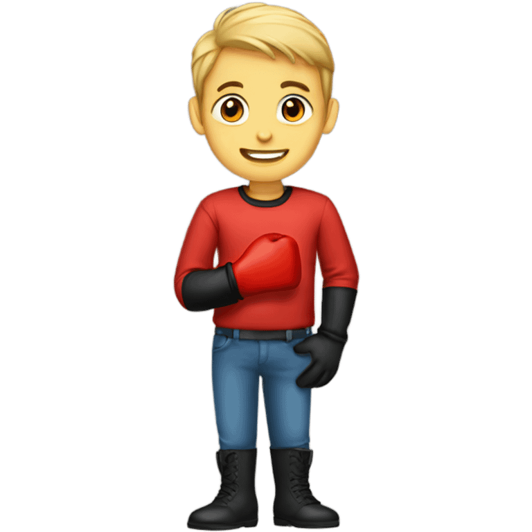 Boy wearing red gloves emoji