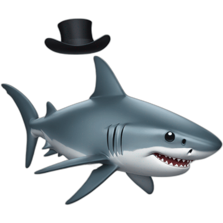 Shark with a top hat emoji