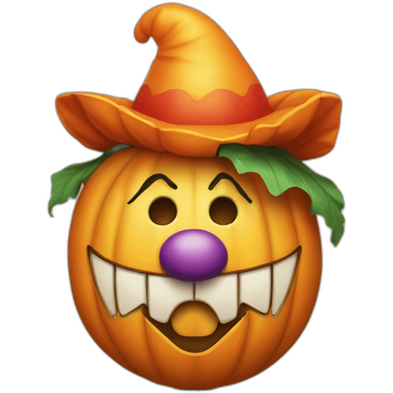 Une citrouille avec une tête de clown emoji