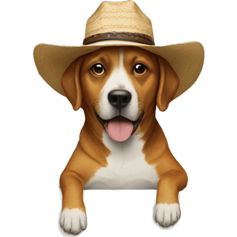 a dog riding a surfboard with a cowboy hat on emoji