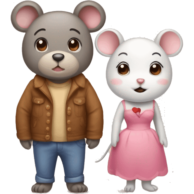 a sweet mouse and a sweet bear as a couple emoji