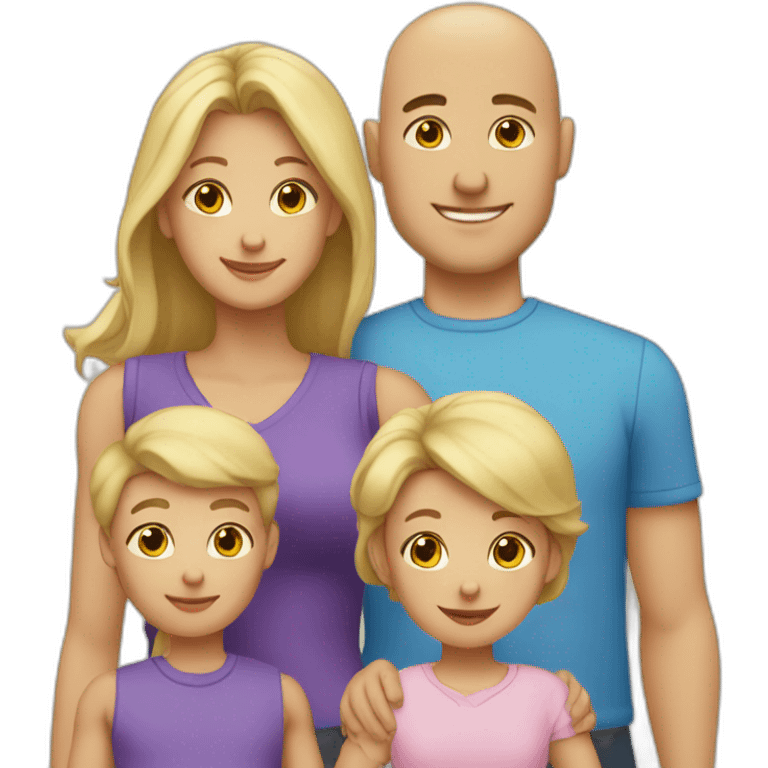 Blonde mom, bald dad, two sons, and one daughter emoji