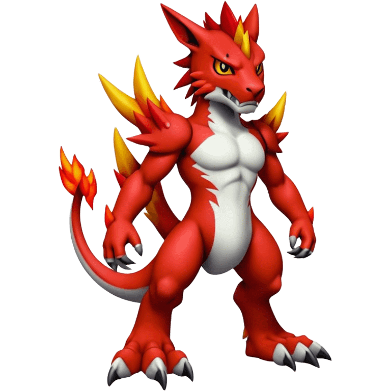 Cool edgy Guilmon-Pyroar-Digimon, full body emoji