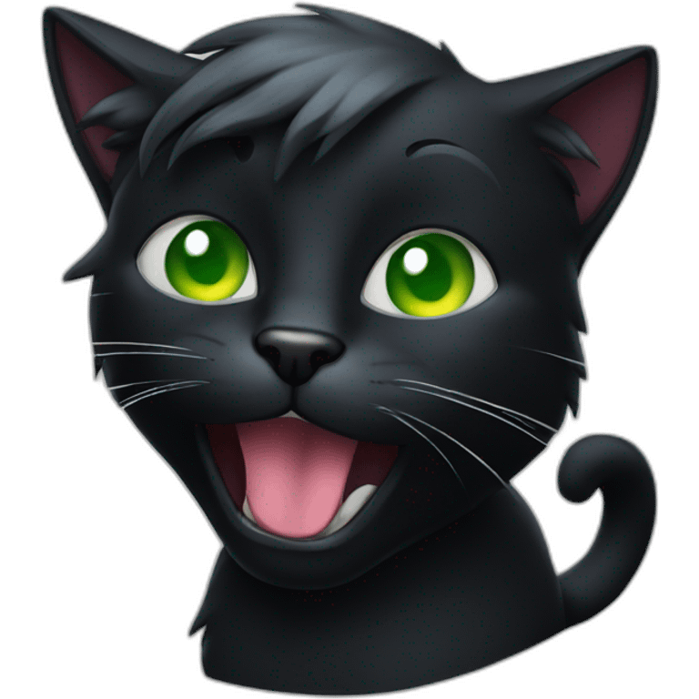 black cat partying hard emoji