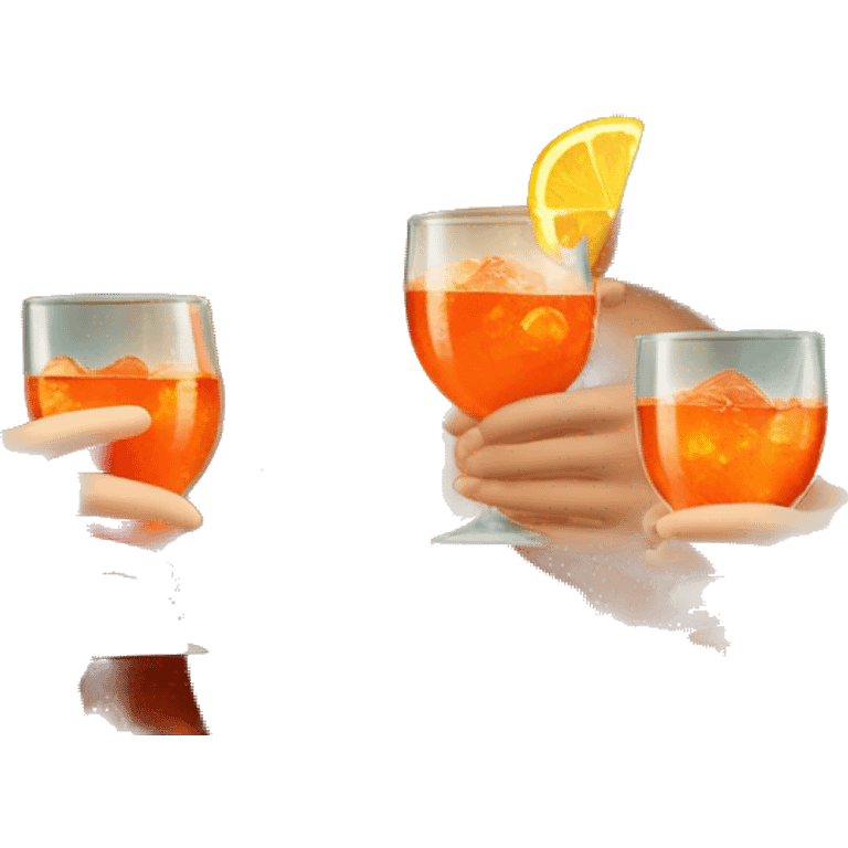 Three beautiful mermaids (one blond, one brown and one red hair) drinking aperol emoji