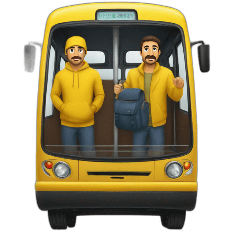 Armenian men in yellow clothing in the bus emoji