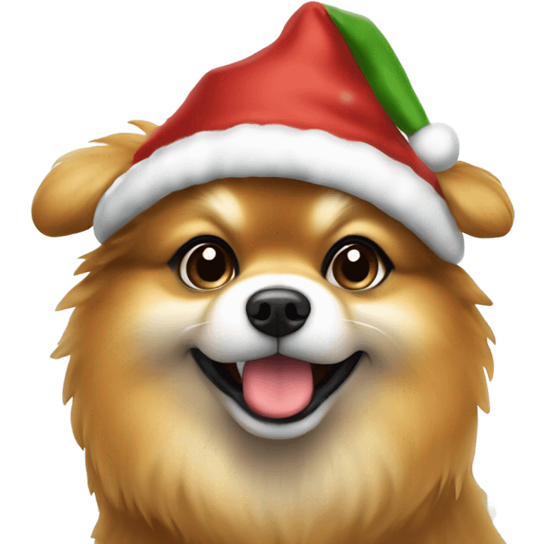 Lulu de Pomerania con gorro de Navidad emoji