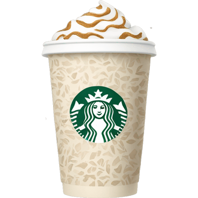 beige starbucks cup with winter pattern emoji