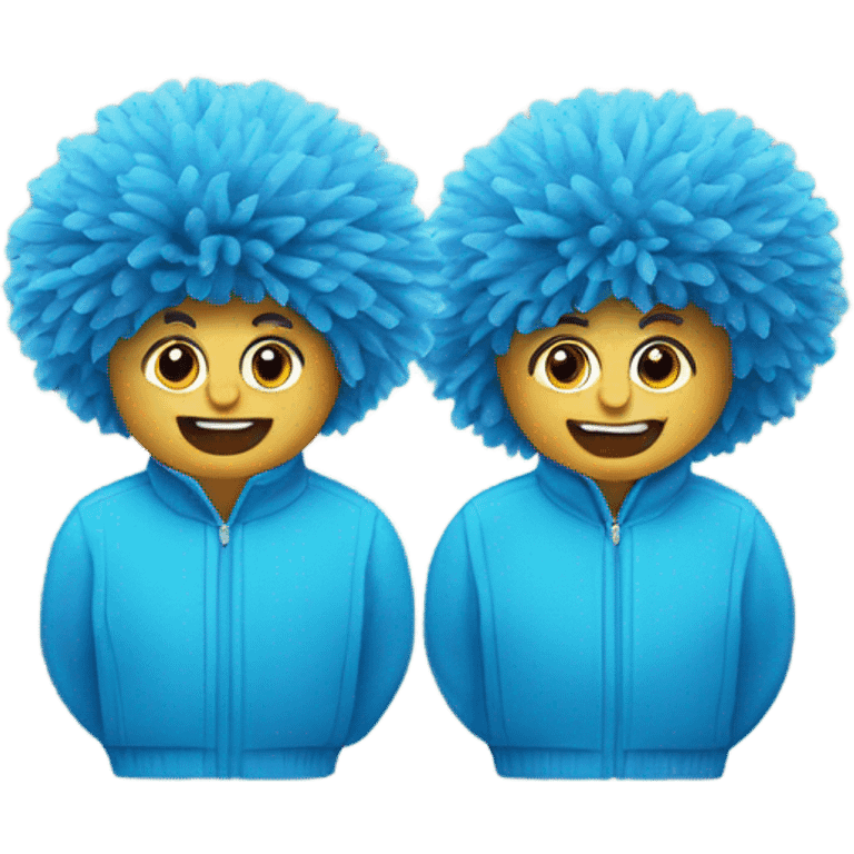 a pair of blue pompoms  emoji