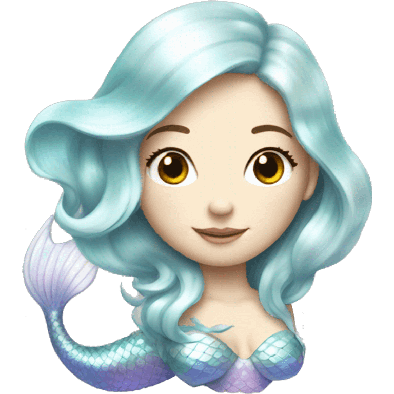 Iridescent mermaid white girl with iridescent tail emoji