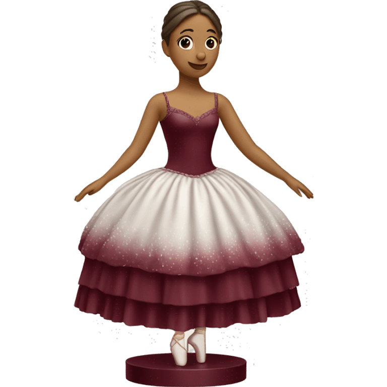 burgundy snowy music box with ballerina standing back emoji