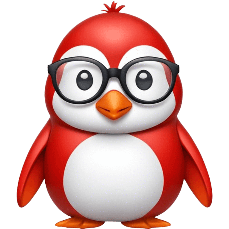 Red penguin with glasses emoji