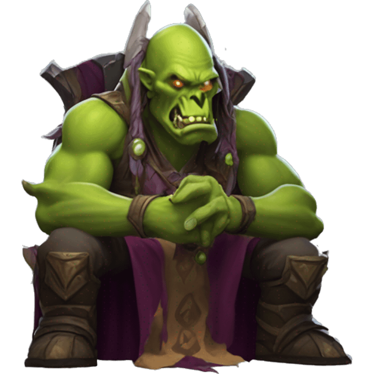 gul'dan from world of warcraft sitting on comput emoji