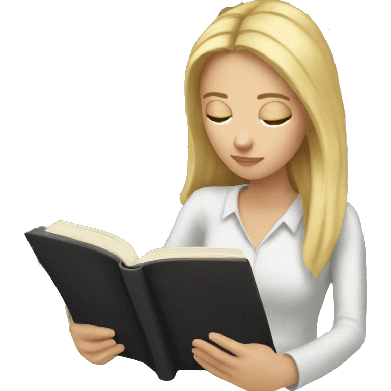 blonde white girl reading a black book emoji