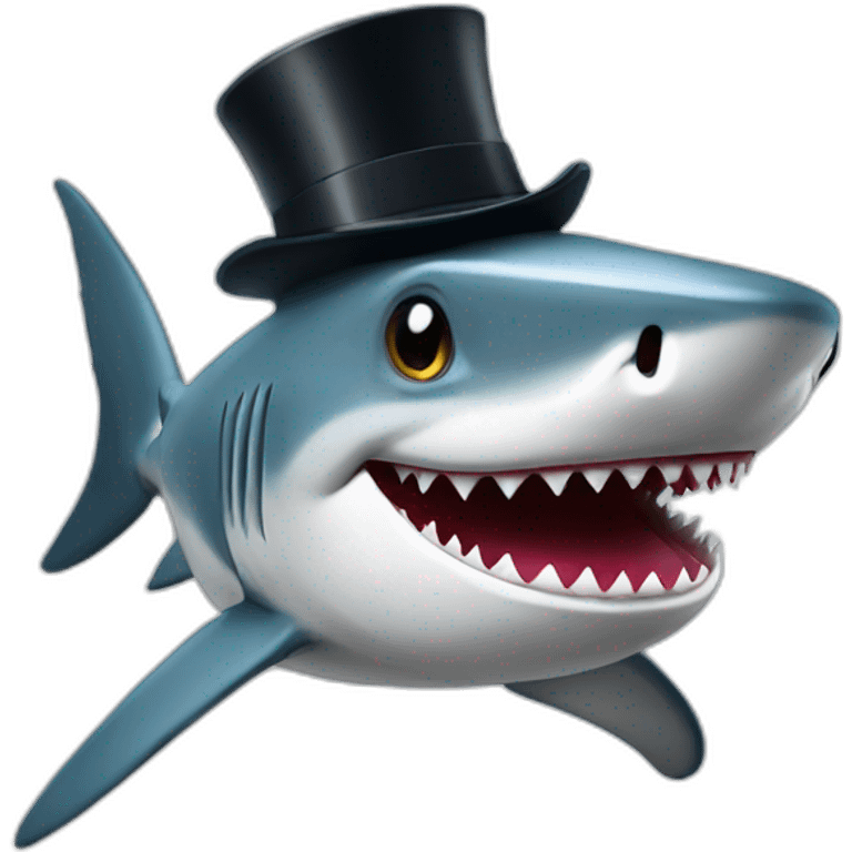 Shark with a top hat emoji