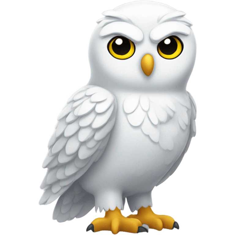 Cute snow owl full body emoji