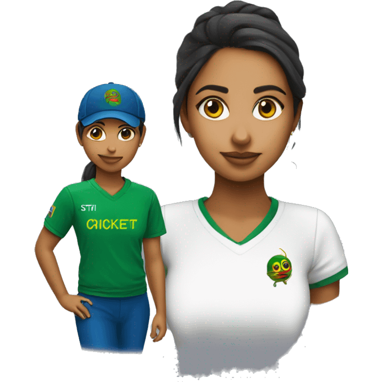 Girl woth sti lanka cricket tshirt emoji