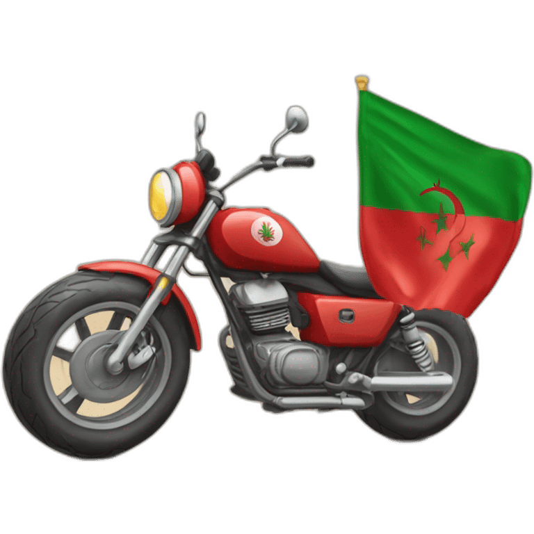 quelqu'un sur une moto avec le drapeau du Maroc derrière emoji