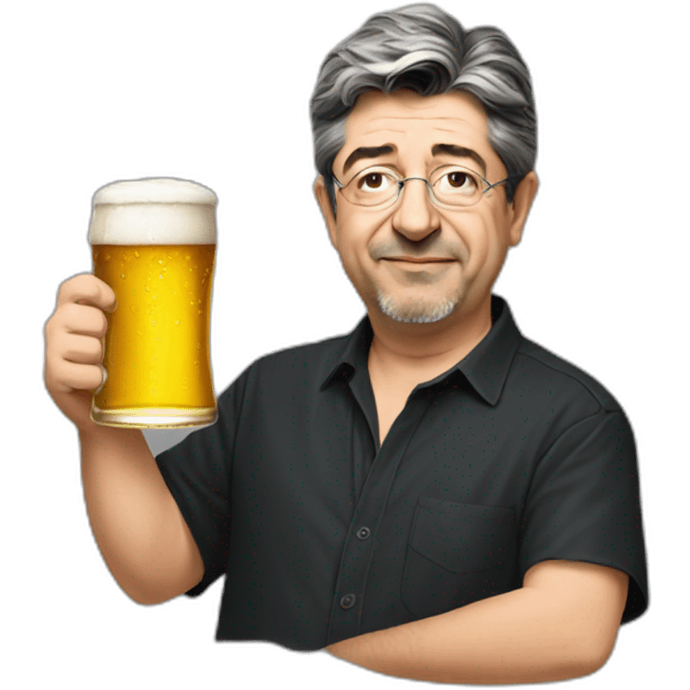 Melenchon with beer emoji