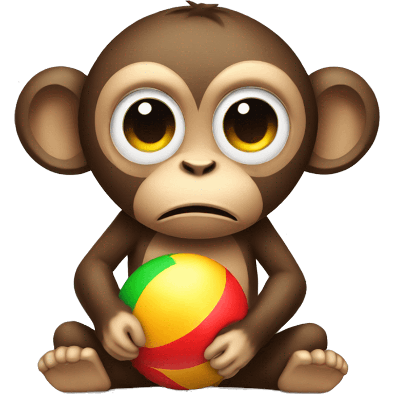 Sad and crying monkey with beach ball emoji