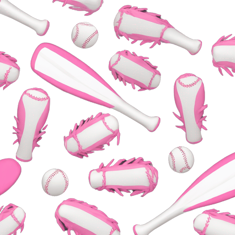 Cute pink and white softball bat emoji