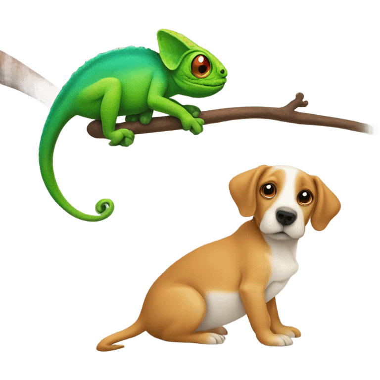 Dog and chameleon together emoji