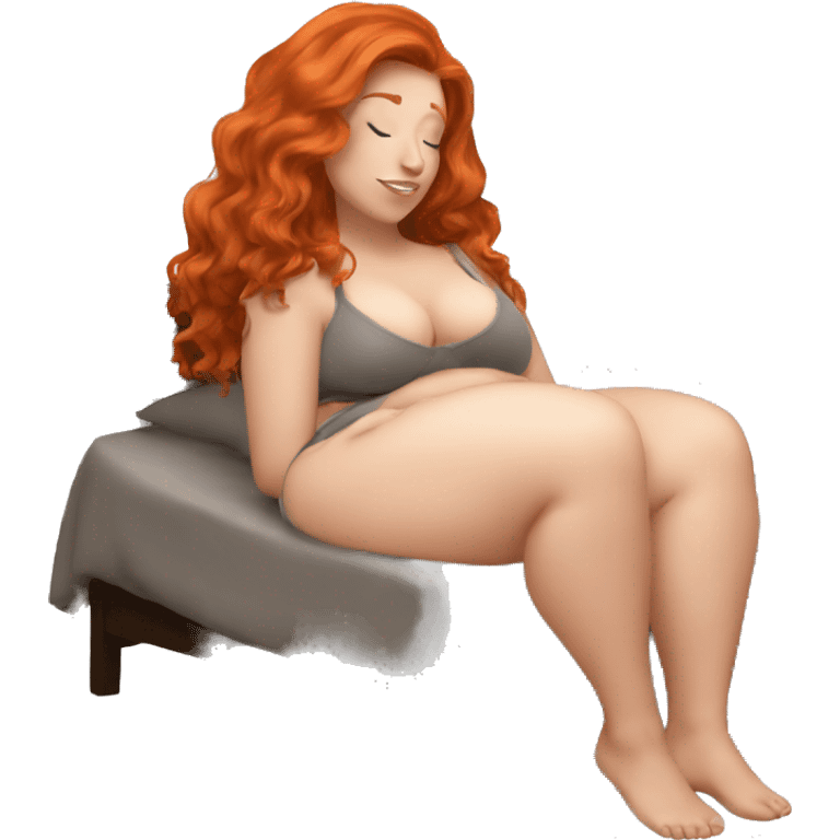 Curvy redhead sfw bed pose emoji