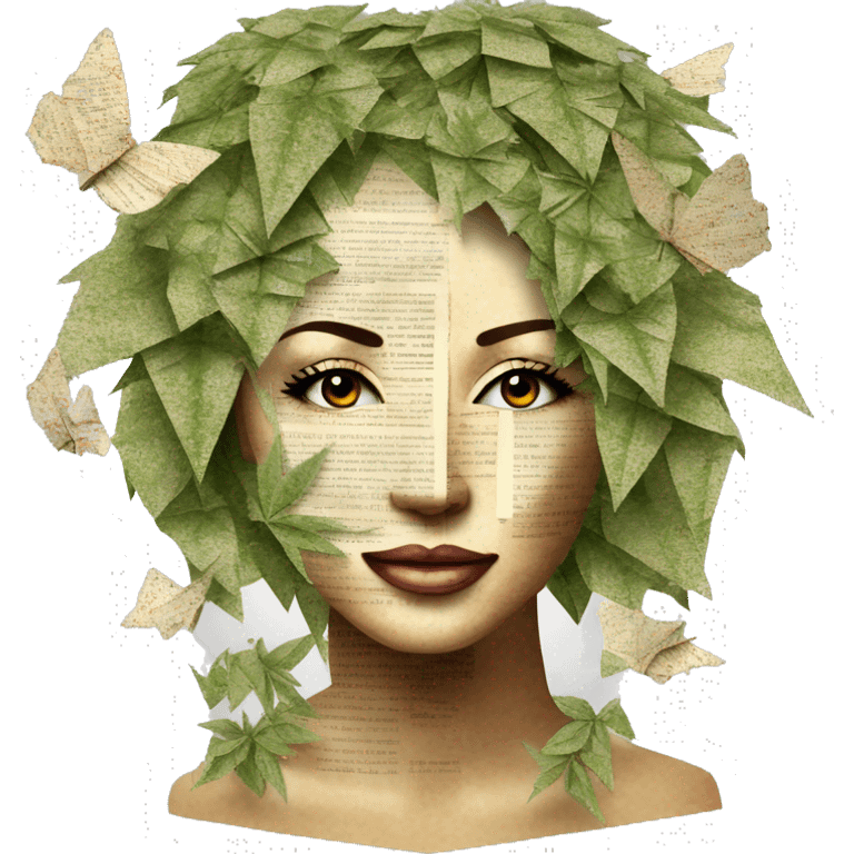  Photograph of Hemp 420 lady face made of 420 origami newspaper roses hemp leaves lantern fairy lights burning paper and hemp leaves in hair  emoji