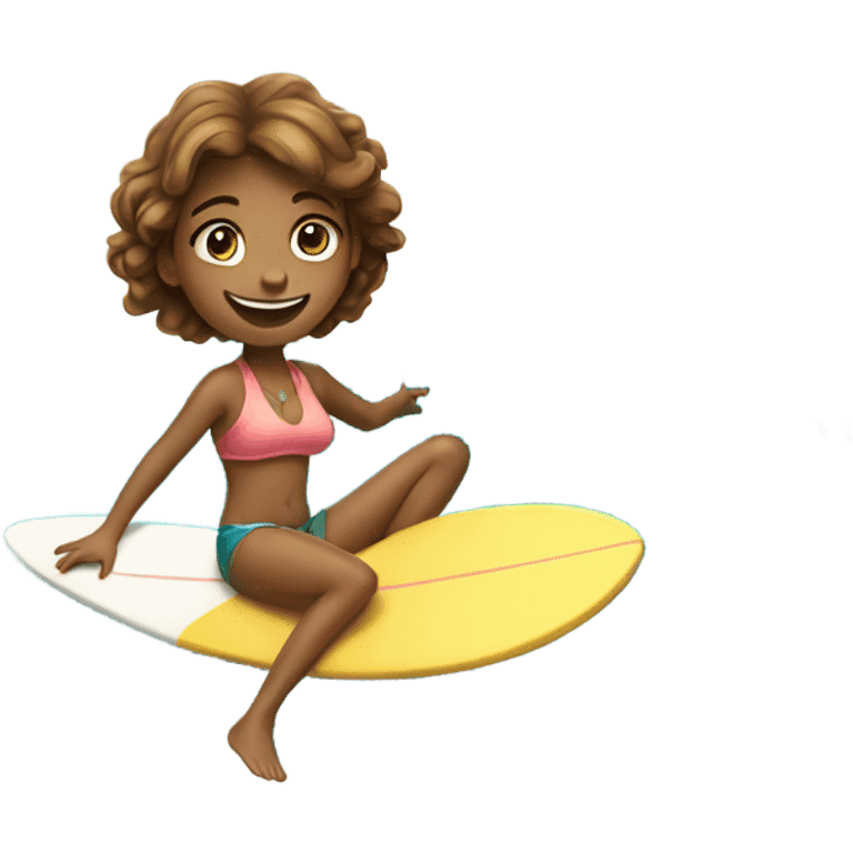 girl on a surfboard with sun emoji