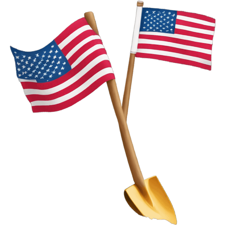 American flag with shovel at the bottom of the pole emoji