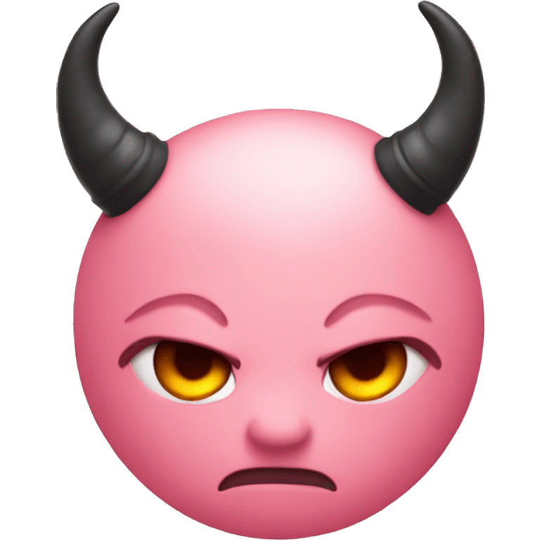 Blush pink emoji with devil horns smirk emoji