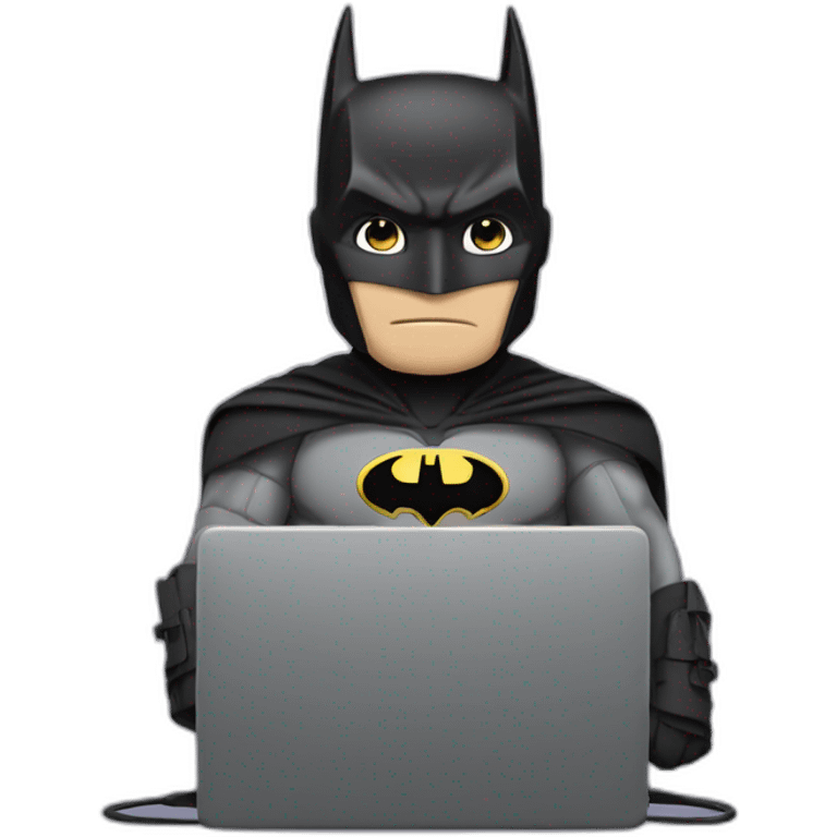 Batman working on a laptop. He is a programmer  emoji