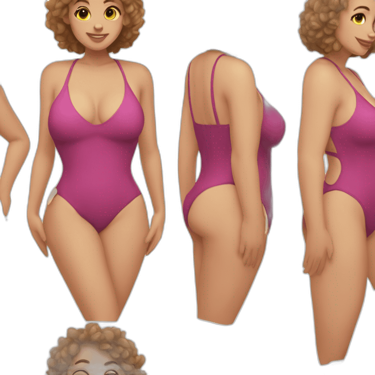 Slim-Thicc caucasian woman swimsuit posing emoji