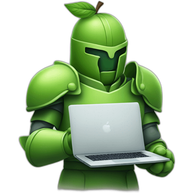 green apple knight, holding laptop emoji