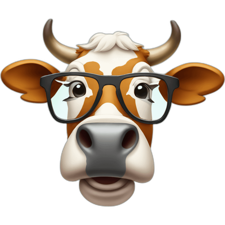 cartoon style cow with glasses drinking beer from bottle emoji