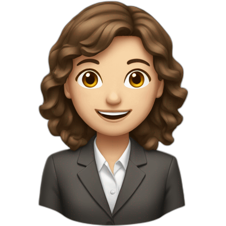 happy brown hair girl in suit emoji