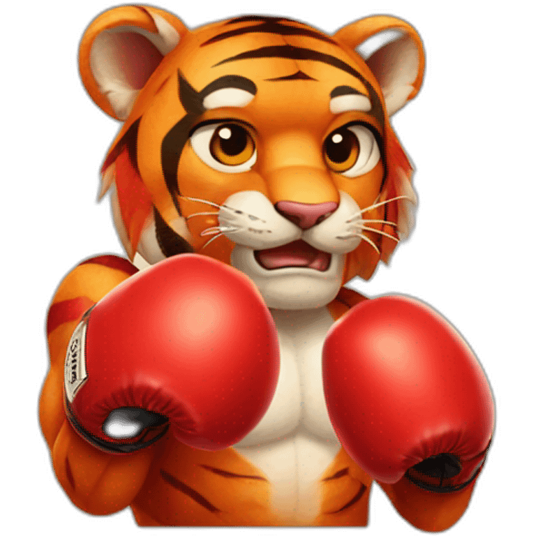 Red fur Tiger wearing boxing gloves  emoji