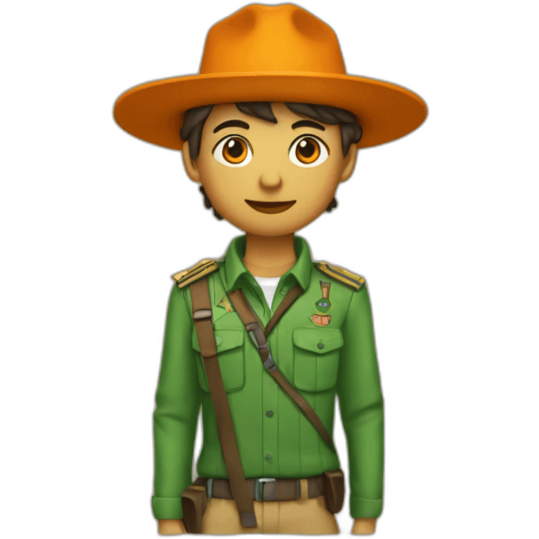 Pañoleta scout naranja con franjas verdes emoji