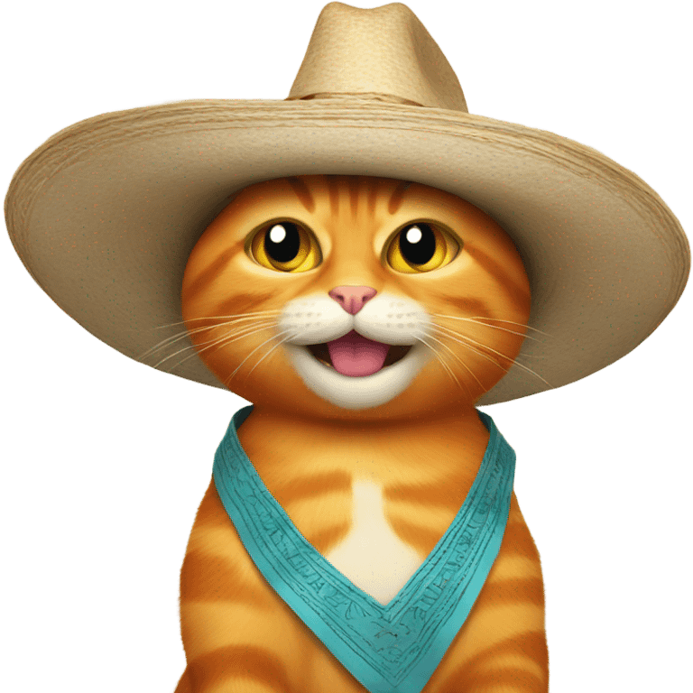 Orange cat with a sombrero reading a newspaper and winking emoji