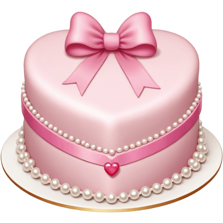 Vintage heart-shaped cake with pink bows and pearls emoji