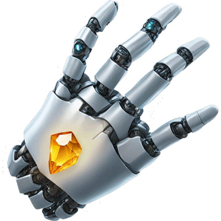 a robotic hand manipulating a gem emoji