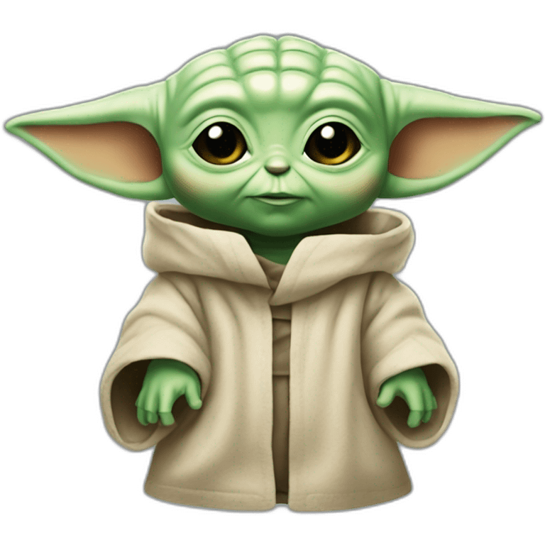 Bébé yoda avec un share laser emoji